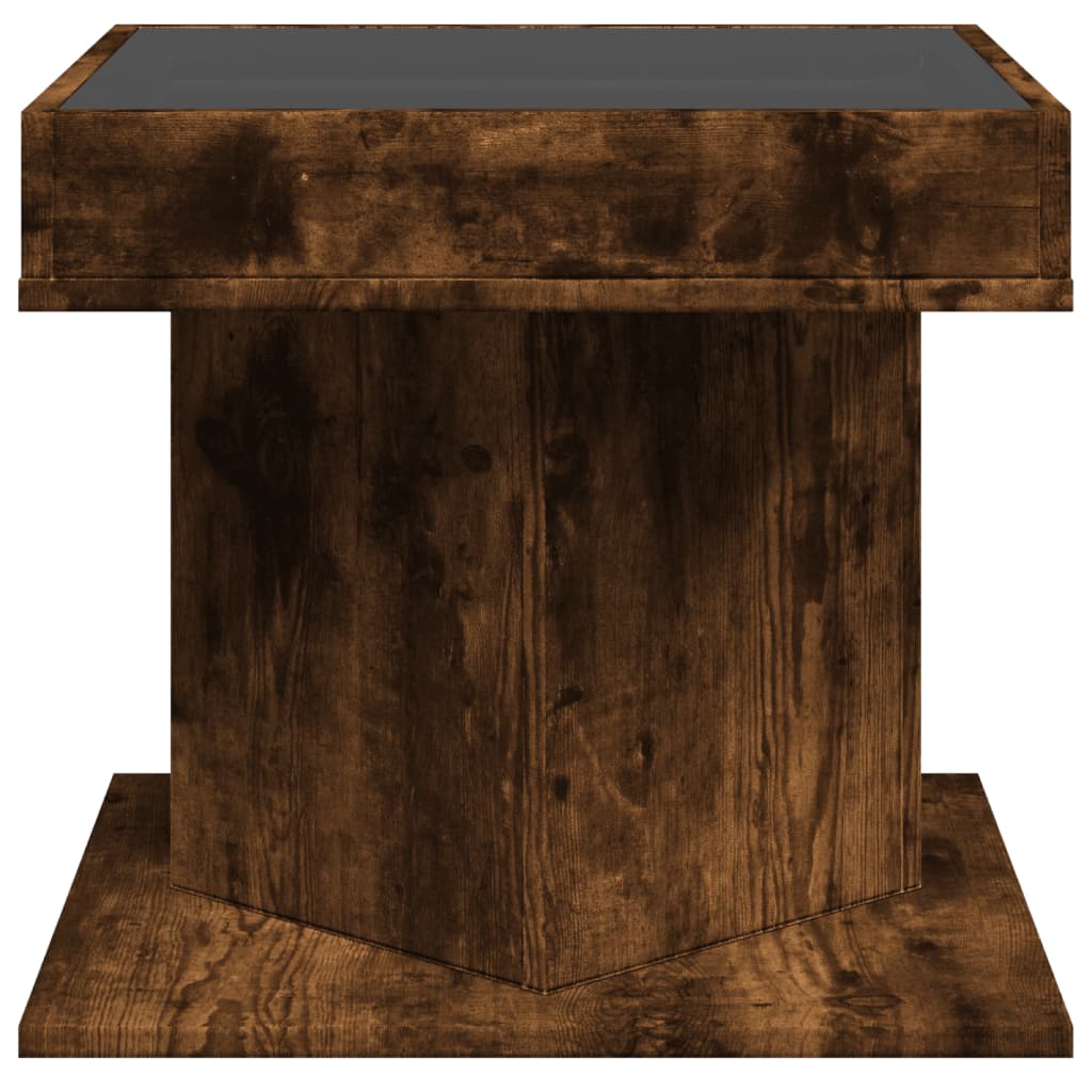 LED Coffee Table Smoked Oak 50 x 50 x 45 cm Engineered Wood