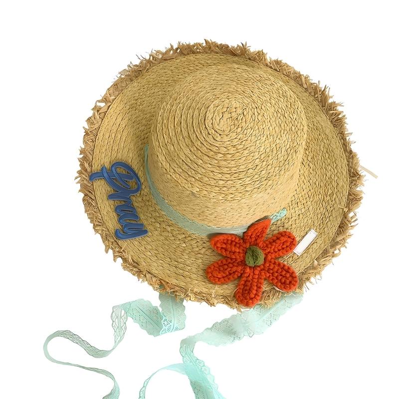 

Handwoven Paper Straw Hat With Flower Patterns Perfect For Photoshoots And Event красный