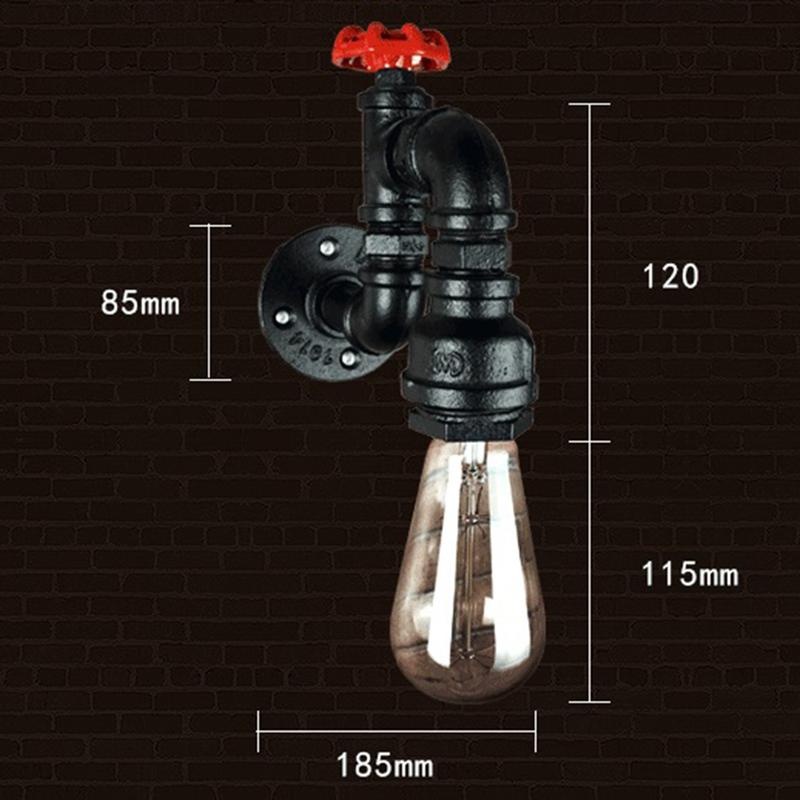 Industrial Wall Lamp Vintage Iron Rust Plated Water Pipe Lights Fixture Loft Wall E27 Lighting Sconce for Home Restaurant Bar(NO Bulb)