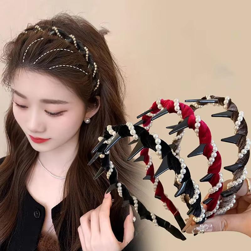Elegant Temperament Rhinestone Mesh Headband for Woman Toothed Non-slip Hair Band Fashion Girl Face Washing Headband