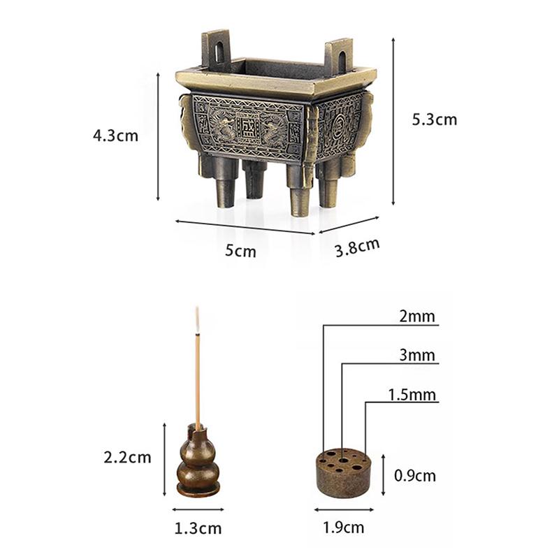 Chinese Bronze Tripod Incense Burner Metal Gourd-shape/Nine-hole Incense Holder Incense Stick Holder for Yoga Meditation Decor