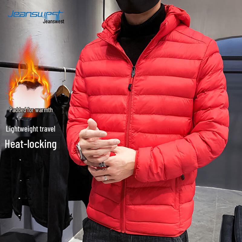 JEANSWEST Men's Winter Padded Jacket with Detachable Hood