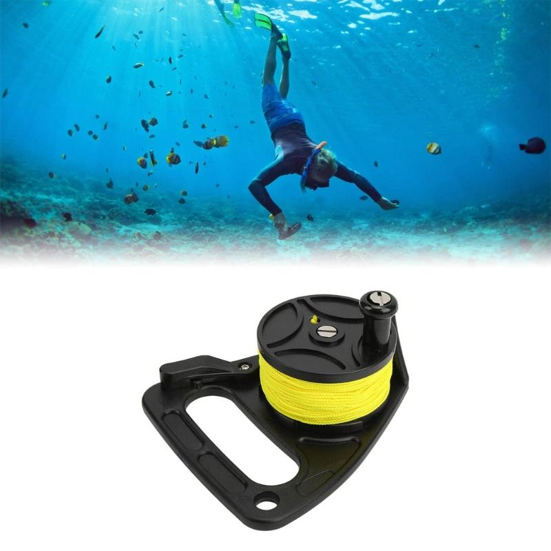 Scubas Ratchets Dives Reel with Handle Stop Switches High Visibility Retractable Line Diving Reel Finger Spool Easy Use