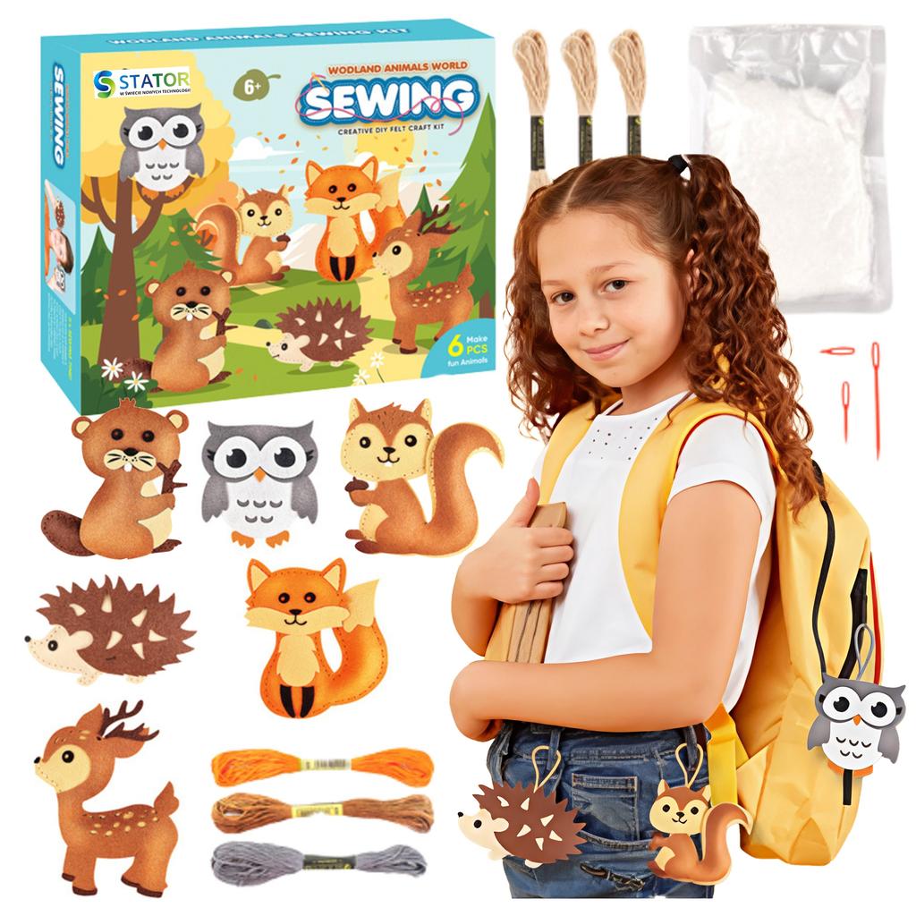 [PACZA][1] Creative Set of Felt Embroidery Patterns Forest Animals 6 pcs Z3127