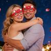 6 Pcs Cute Valentine's Day Glasses Red Pink Love Heart Paper Glasses Dress Up Photo Booth Props for Birthday Valentine's Day Party Supplies
