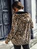Faux Fur O Neck Long Sleeve Leopard Print Maxi Coat for Women