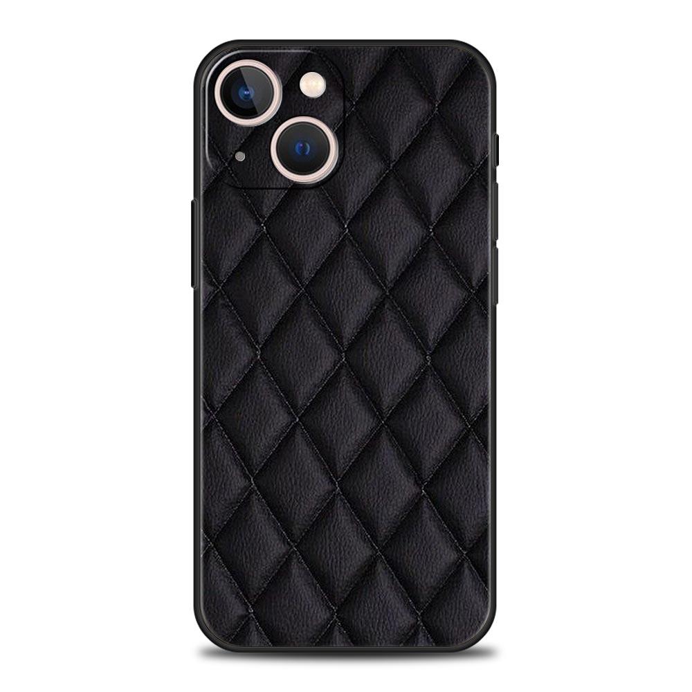 Quilted Texture Sofa Pattern Crown Phone Case For iPhone 17 16 15 Pro Max 11 12 13 14 7 8 Plus SE 2020 X XR XS Cover Soft Black
