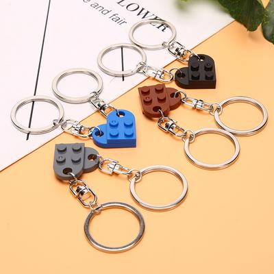 2ks Love Heart Brick Keychain for Coups Friendship Heart Keyring Dárkové šperky