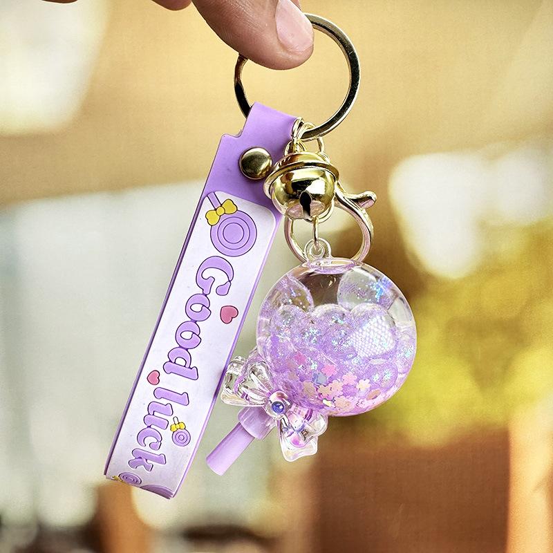 Quicksand Into Oil Floating Lollipop Keychain Exquisite Girl Small Pendant Children S Schoolbag Cute Keychain Pendant