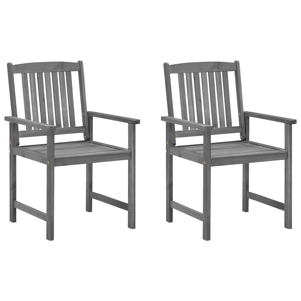 Garden Chairs with Cushions 2 pcs Grey Solid Acacia Wood