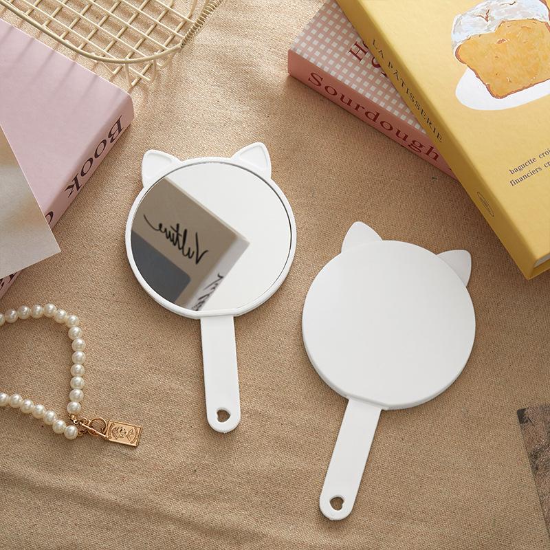 Handheld Cat Ear Makeup Mirror & Comb 2-in-1 Set, Portable DIY Vanity Kit for Girls & Travel