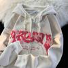 Spring Autumn Embroidery Zip Up Hoodies Women Long Sleeve Tops Loose Hood Shirt Harajuku Y2K Clothes Female Sweatshirt Jacket