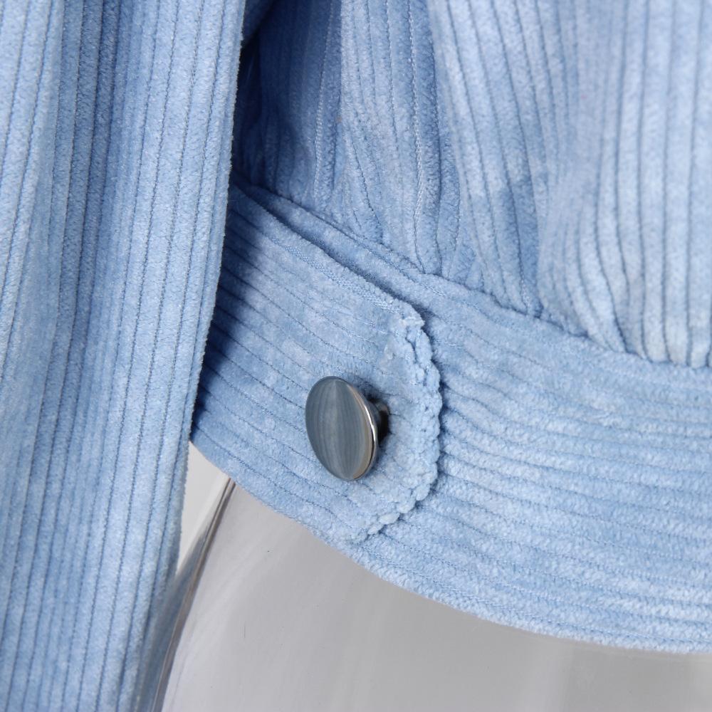 Giacca autunnale in velluto a coste Cappotto da donna Giacche corte per donna Giacche corte Sovracamicia con maniche a lanterna femminile