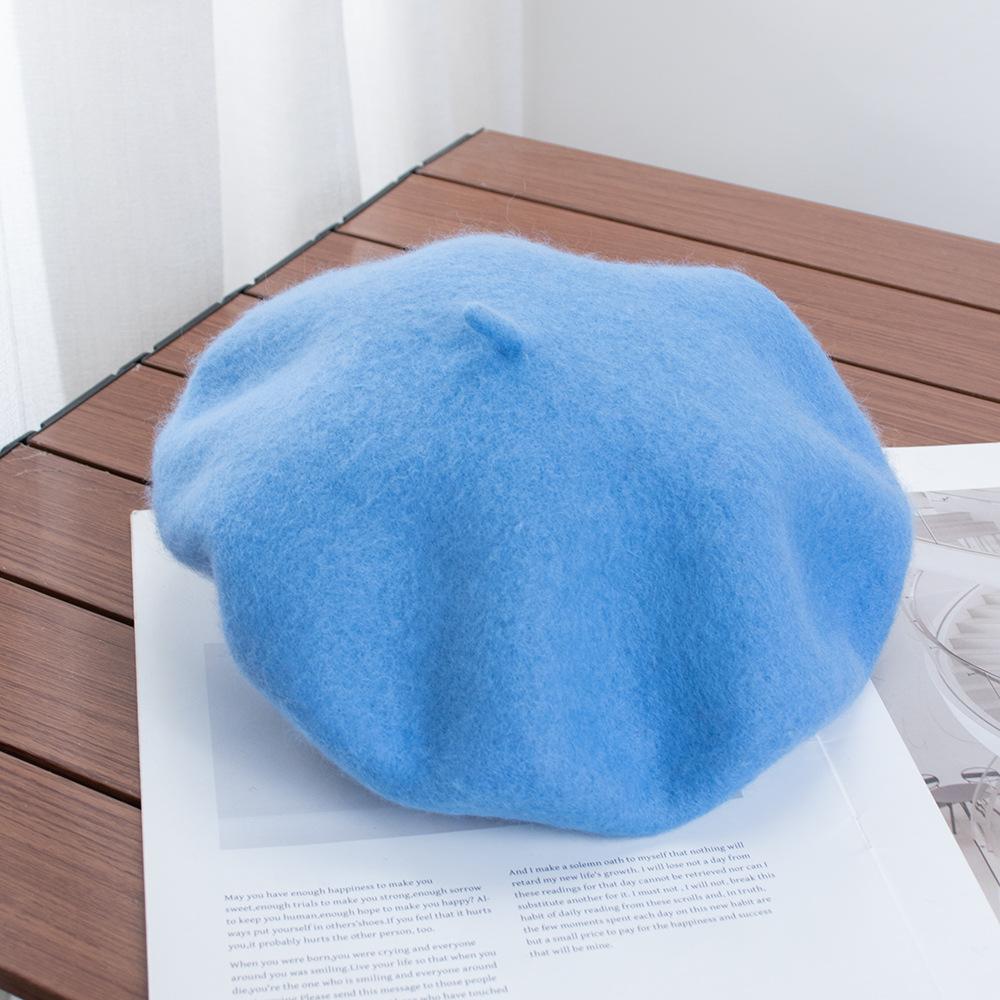 Berretto Donna Britannico Vintage Autunno e Inverno Lana Pittore Cappello Signora Cappello Bocciolo Versatile Tendenza ins
