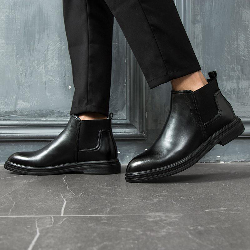 Autumn Winter Chelsea Boots Men Genuine Leather Shoes Men Ankle Boots Fashion Brand Autumn Winter Male Footwear Black A1852