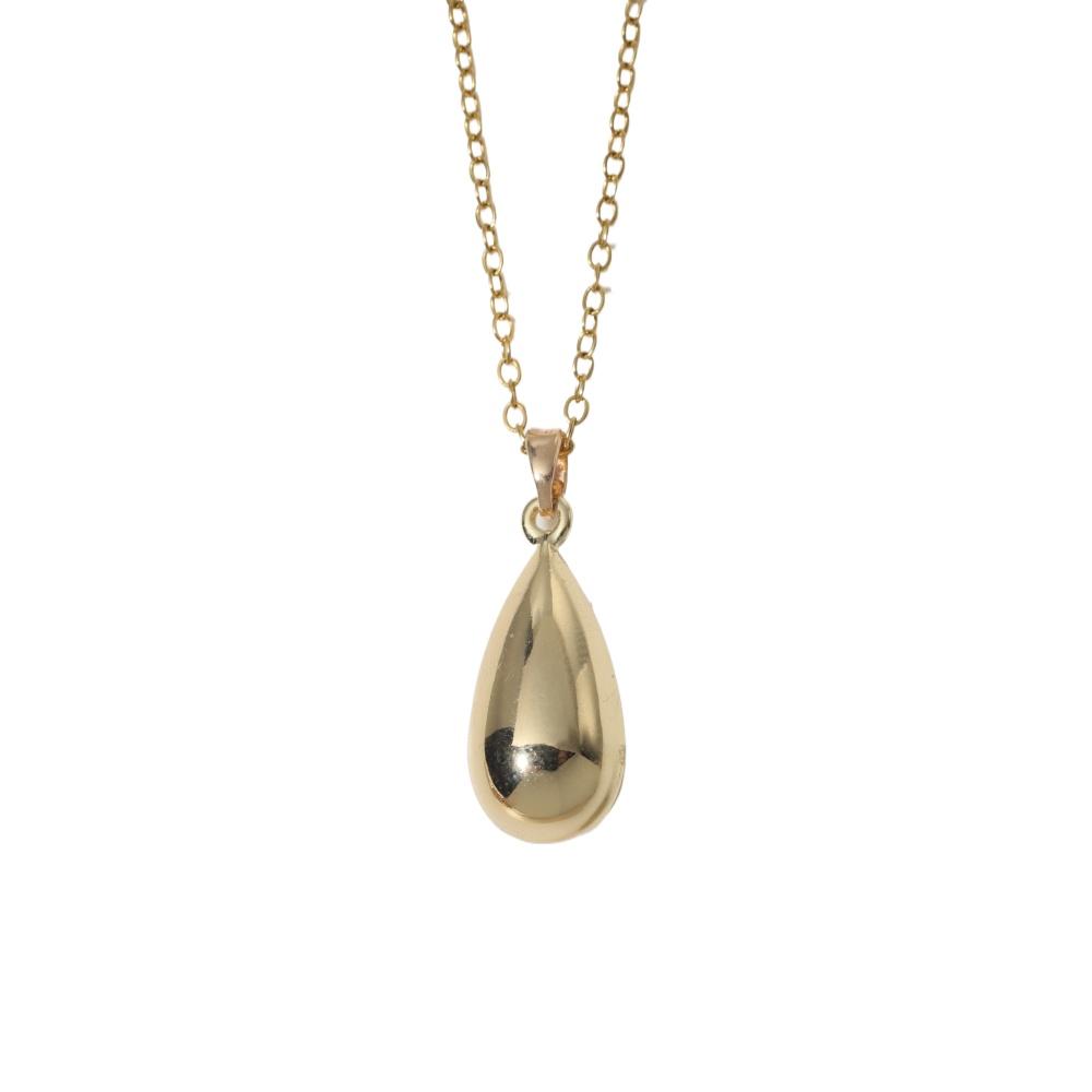 Golden Teardrop Pendant Necklace, Minimalist Dainty Jewelry for Women