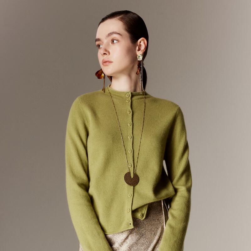 PALUOPO Women's 100% Cashmere Round Neck Cardigan