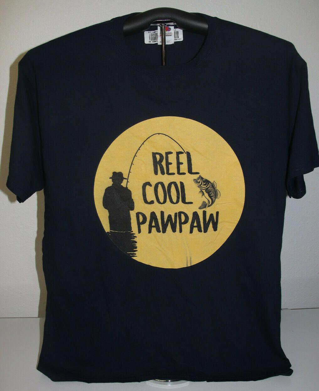 REEL COOL PAWPAW- Fishing- Pawpaw that Fishes T-Shirt, X-Large, Blue S