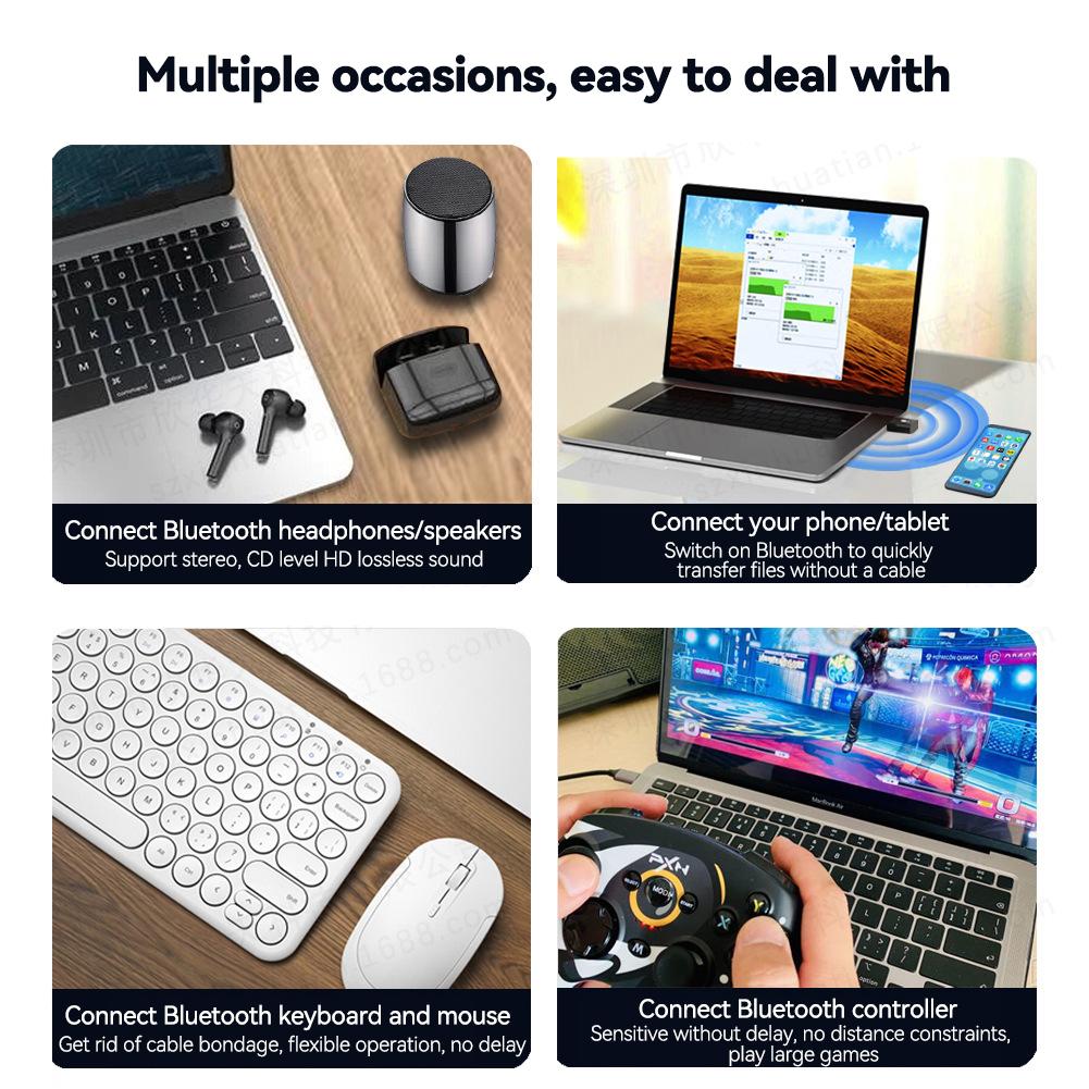 

USB Bluetooth 5.4 Adapter Receiver Transmitter Drive Free for PC Speaker Wireless Mouse Keyboard Music Audio