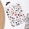 6D Embossed Halloween Pumpkin & Ghost Nail Stickers - Cartoon Funny Skull Design