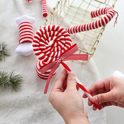 2025 New Christmas Candy Canes Tree Hanging Ornaments Large Candy Cane Lollipop Rustic Christmas Decor Peppermint Xmas Decor