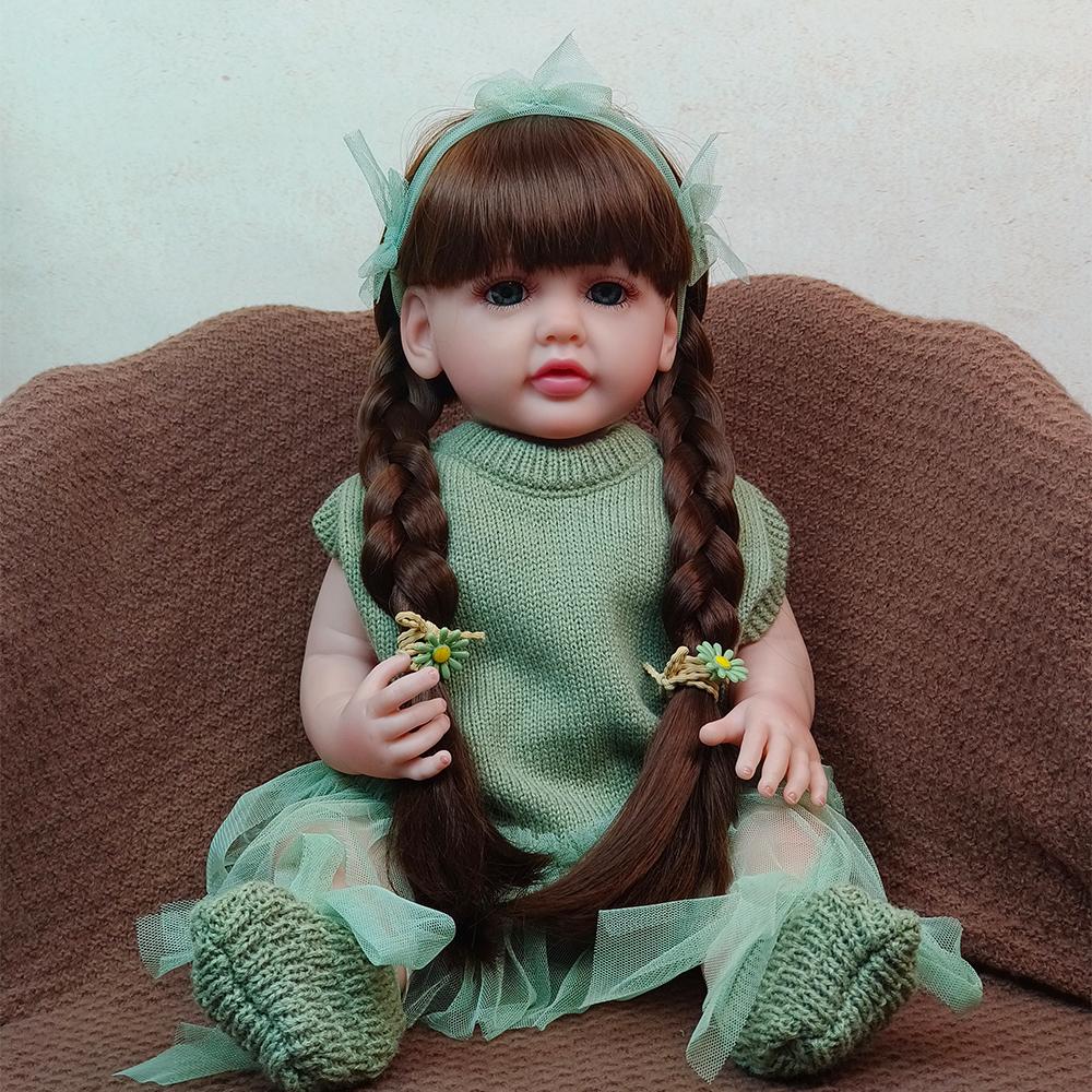 55 CM Verklighetstrogen Helkroppssilikon Återfödd Flicka Bebisdocka Nyfödd Prinsessa Småbarn Bebe Födelsedagspresenter till Barn