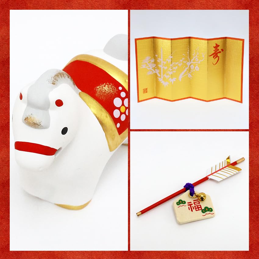 Osaka Choseido Zodiac Horse New Includes a Free Original Wooden Tag and a Hamaya Ornament, Ornament, Year's Ornament, Ceramic, (Sent Separately),