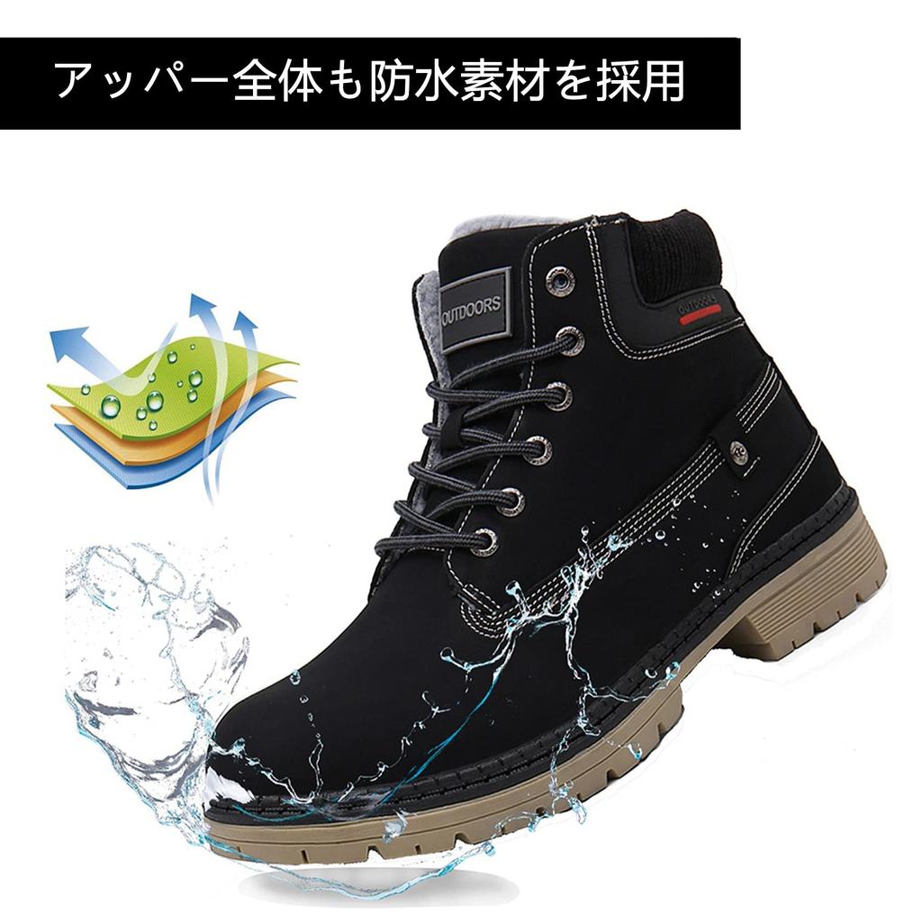 ZUSERIS Winter Trekking Snow Hiking Winter Cotton Size Boots, Shoes, Boots, Boots, Boots, Waterproof, Non-Slip, Shoes, Warm, Fleece-Lined, Black,