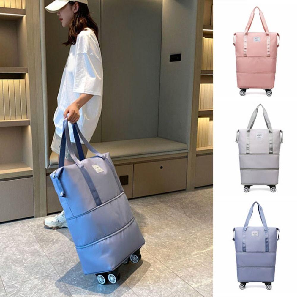 Oxford Cloth Gym Bag with Wheels Dry-Wet Separation Luggage Storage Bag  Yoga Tote Bag