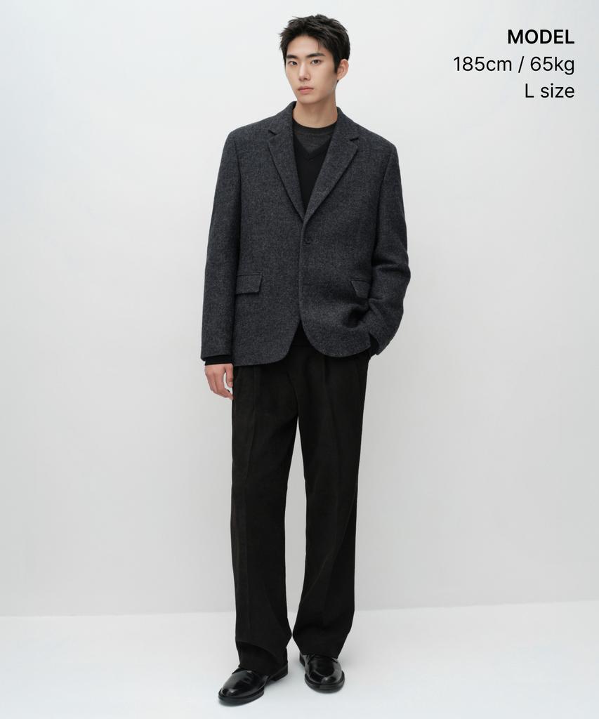 MUSINSA STANDARD [City Workers] Wool Blend Tweed Blazer [Dark Grey]