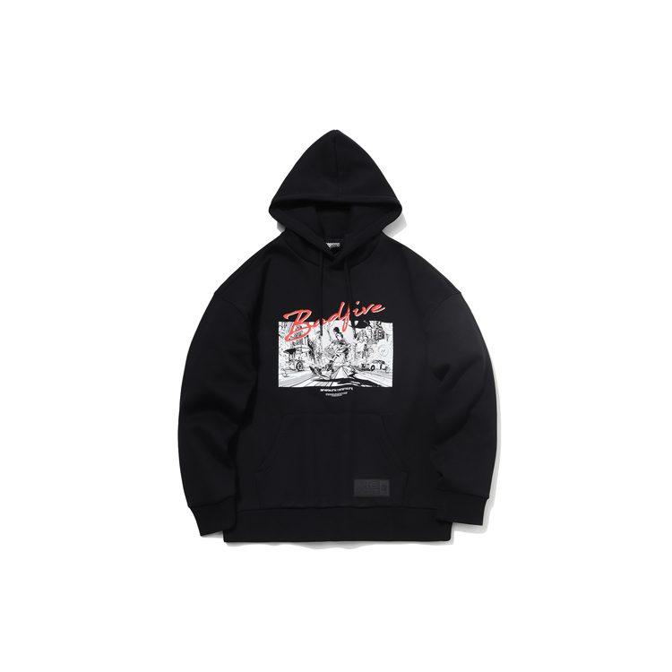 Li Ning Sweatshirts Men's Black Hooded Moderate Regular AWDR099-3