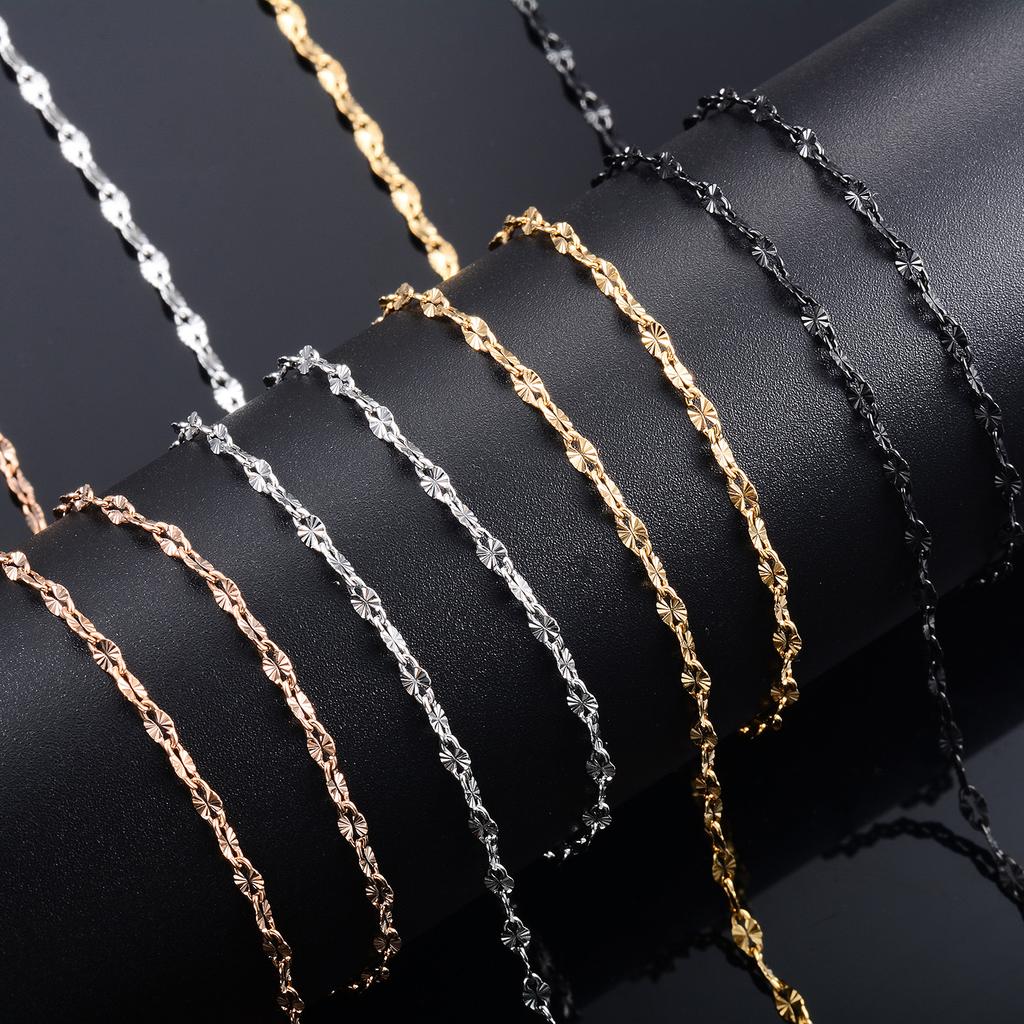 Yadreva Lip Embossed Chain 2.5mm Thin Stainless Steel Necklace Handmade Link Waterproof Jewelry Accessories