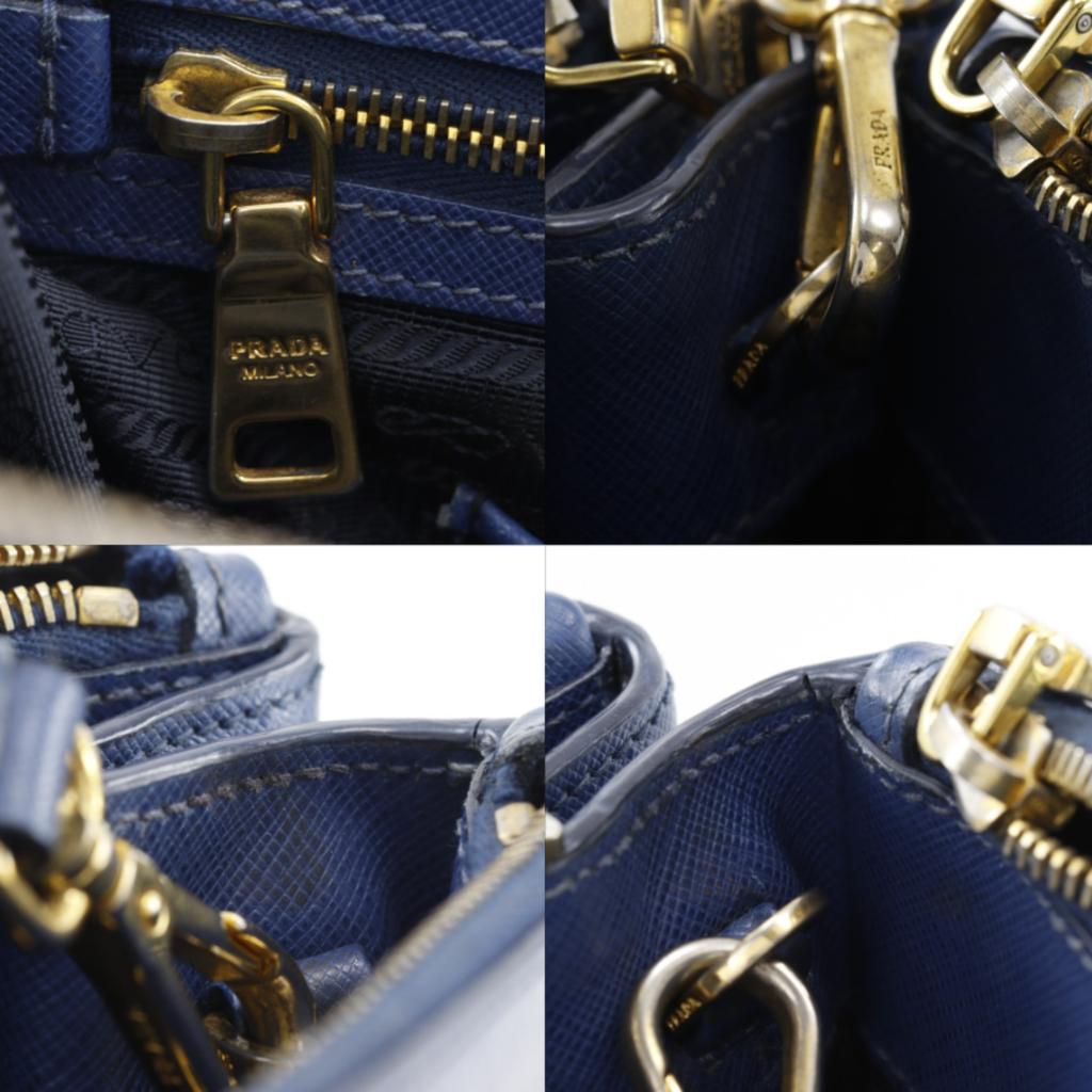PRADA Galleria Tote Bag 2WAYShoulder Blue Safiano Women Used