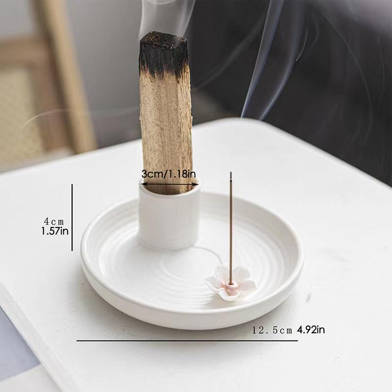 Hard to Tip Over Candle Holder Artistic Ceramic Palo Santo Holder Incense Burner Sturdy Well-made Scent Wood Stand Ash for Palo