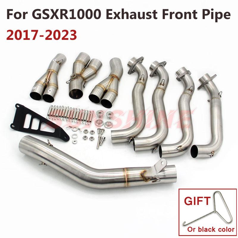Exhaust Motorcycle Slip on Motorcross Front Pipe Full Systems Stainless Steel Connect Tube Link For GSXR1000 2017-2023