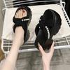 Cool Slippers Women's Summer Outer Wear with Skirt 2025 New Fashion High-end Muffin Thick Bottom Heightened Heel Rhinestone Sandals