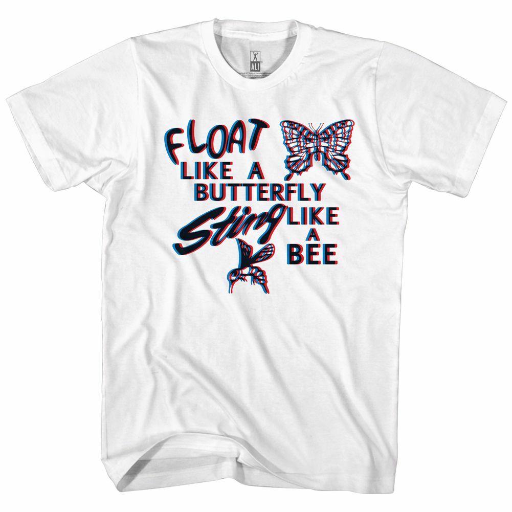 Muhammad Ali Float Like A Butterfly White Adult T-Shirt XXXL