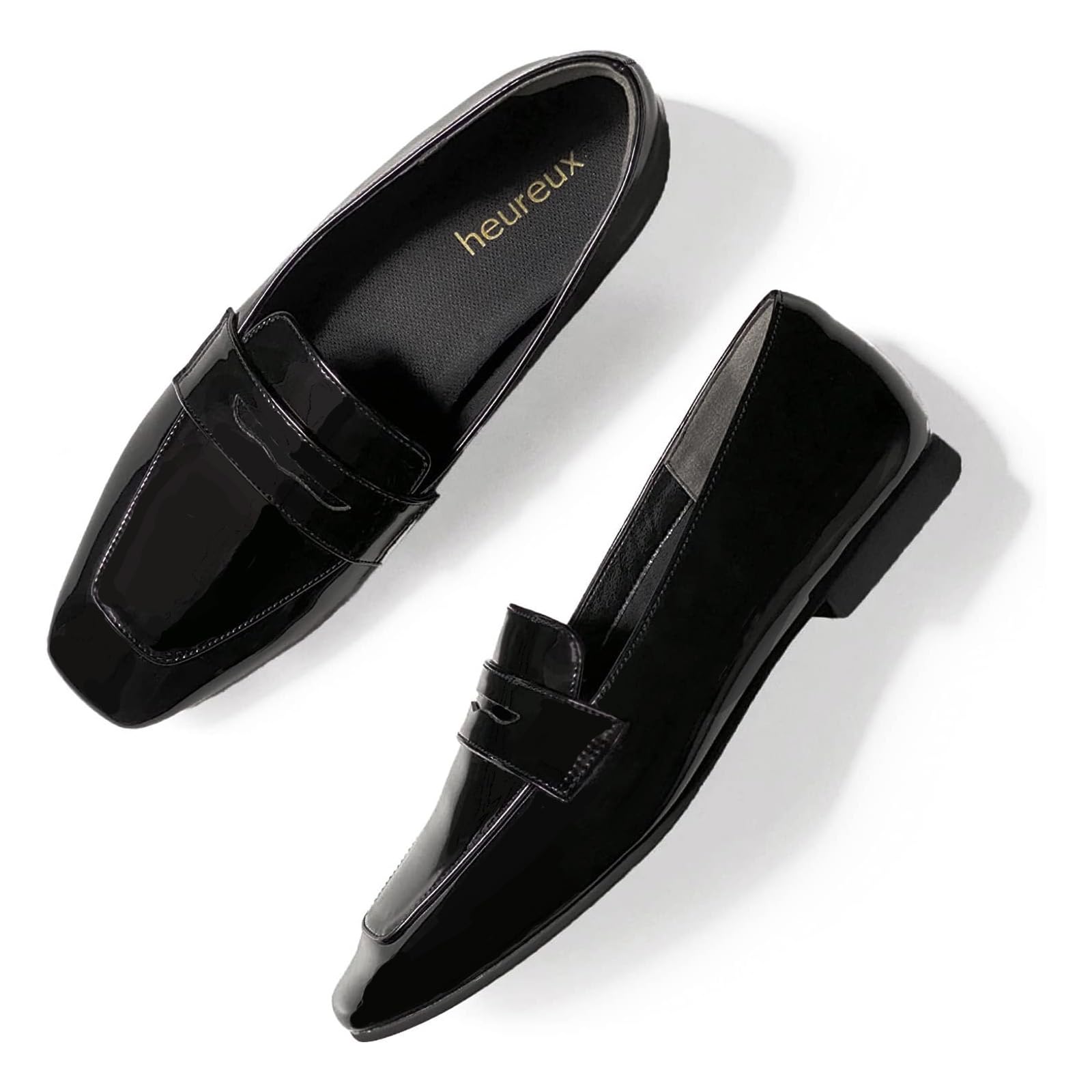 

Счастливый Элегантный Лакированный Удобный для ходьбы 2 см Низкий и Идеальный для и Офиса Женские Лоферы в стиле лодочек, Кожа, Широкий, в, Легкий, Каблук, чёрный