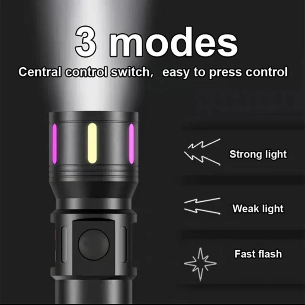 New High Power Led Flashlight Portable Zoom Torch Light USB Rechargeable Flashlights LED Lantern Strong Light Fishing Lamp