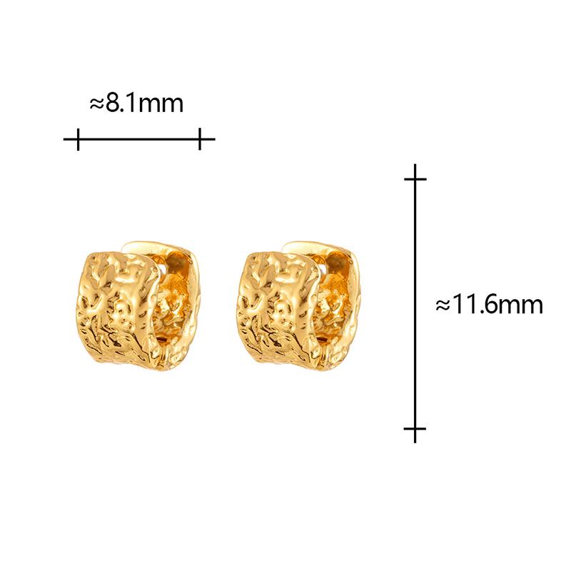 PONYKISS Sterlingsilber 18 Karat Gold Unregelmäßige gefaltete runde Creolen für Damen Klassische feine geometrische Accessoires
