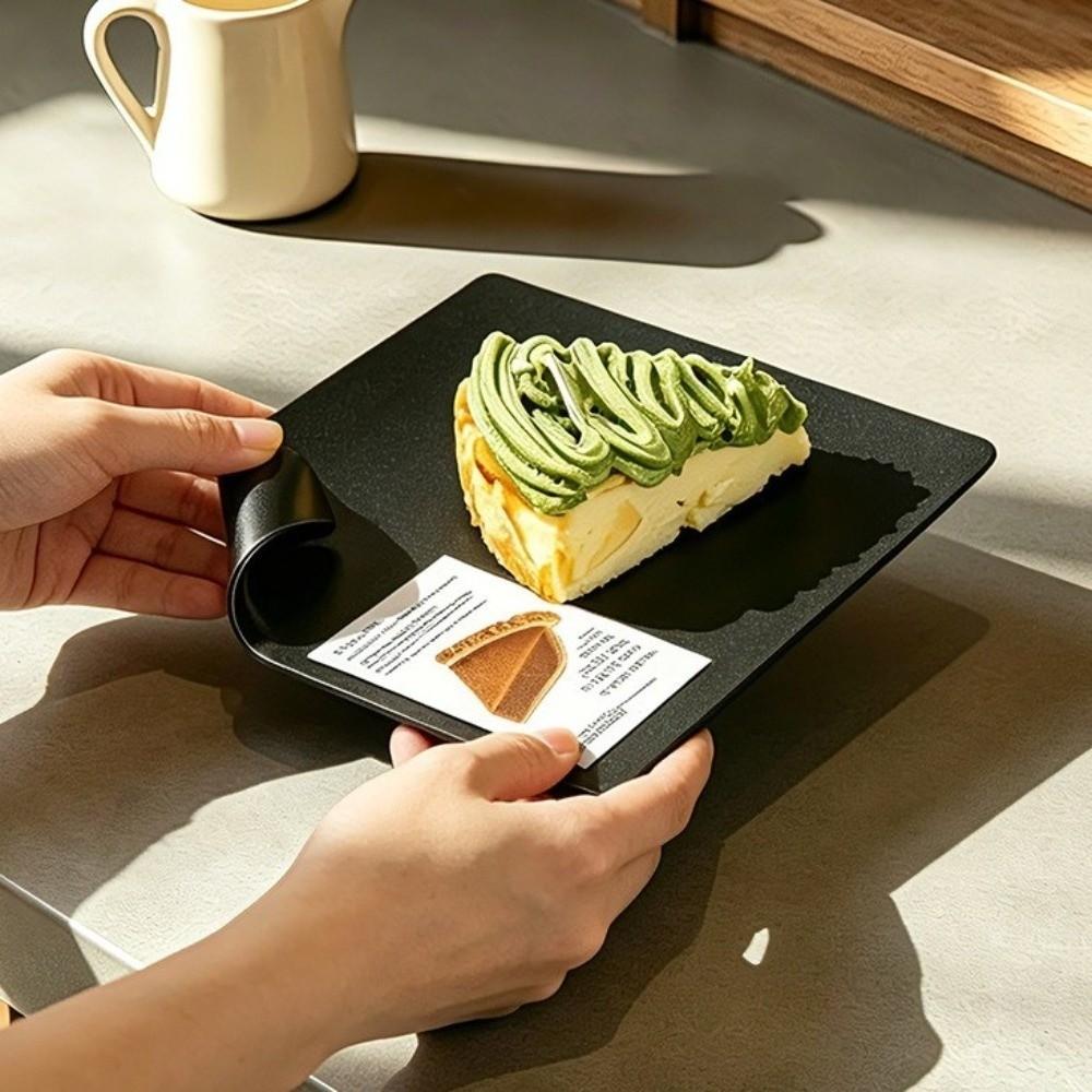 Aluminum Alloy Dessert Cake Plate Rust-proof Rolled Hem Design Dining Plate Serving Platter Bread Tray Jewelry Display Tray
