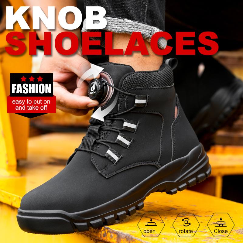 Waterproof Men Work Boots Safety Steel Toe Indestructible Shoes Anti-smash Puncture-Proof Kevlar Insoles Industrial Boots