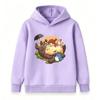 Kids Boys Girls Casual Hooded Sweatshirt, Cute Cartoon Totoro Print Long Sleeve Pullover Tops, Cozy Soft Crew Neck Outerwear for Children Daily Wear