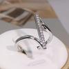 High Quality Unique “Z” Shape Silver Color Women Finger Ring Wedding Band Bridal Shine Crystal Zircon Fashion Party Wedding Ring
