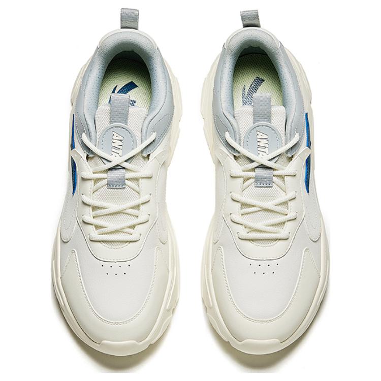 Anta Comfortable Simple Non-Slip Wear-Resistant Low-Top Casual Shoes Men Sneakers White Gray Blue 112438892S-3
