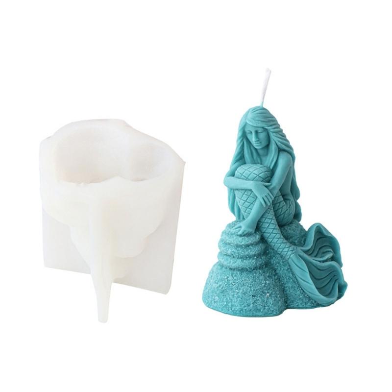 Silicone Mold Large Oceanid Mermaid Candle Resin Mould DIY Shell Conch Soap Resin Plaster Making tool