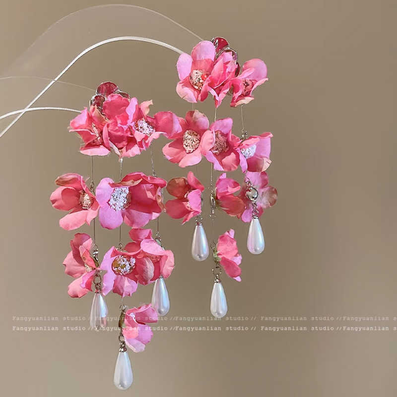 

Тканевые серьги-кисточки с жемчугом, супер фея, темпераментные, универсальные серьги-гвоздики, модные маленькие свежие милые серьги женские