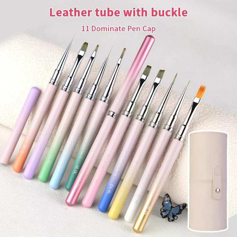 1 Pcs Gradient Metal Handle Nail Art Brush Triangular Drawing Painting Line Pen Liner French Manicure Tools