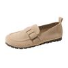 Fashion Aphixta Khaki Classic Flats Shoes Women Cotton Fabric Buckle Loafers Shoes Slip On Woman Flat With Student Footwear
