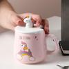 Tasse en céramique licorne dessin animé mignon peinte à la main